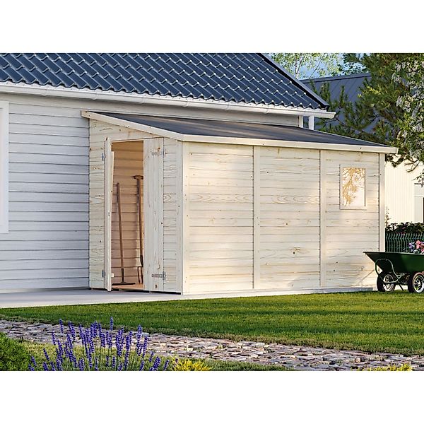Palmako Gerätehaus Mia 332 x 165 cm Lackiert Dunkelgrau FSC® günstig online kaufen