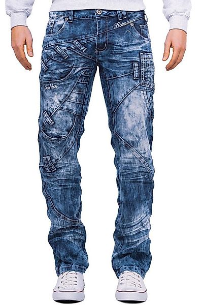 Kosmo Lupo 5-Pocket-Jeans Herren Regular Fit Hose Stonewashed KM130 Blue W3 günstig online kaufen