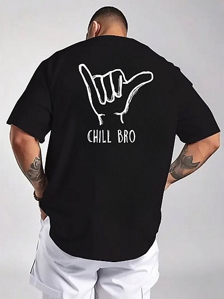 Banco T-Shirt Herren T-Shirt CHILL BRO - Casual Printshirt in Weiß und Schw günstig online kaufen