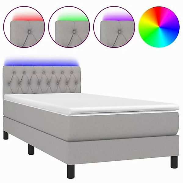 vidaXL Boxspringbett Boxspringbett mit Matratze LED Hellgrau 100x200 cm Sto günstig online kaufen