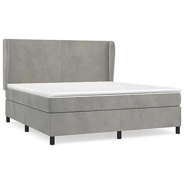 vidaXL Boxspringbett mit Matratze Hellgrau 160x200 cm Samt1389204 günstig online kaufen