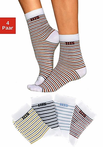 H.I.S Basicsocken Packung, 4 Stk. tlg. mit eingestricktem Markenlogo günstig online kaufen