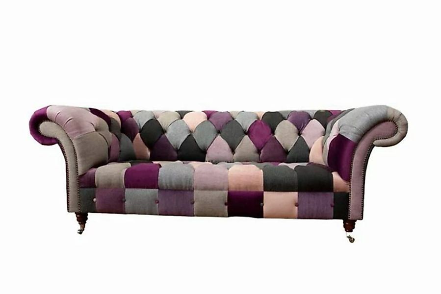 JVmoebel Sofa Chesterfield Buntes Textil Sofa Polster Sitz Couch 3 Sitzer C günstig online kaufen
