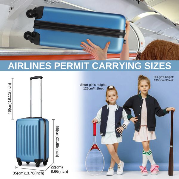 KONO Handgepäckkoffer Hartschale Koffer Zwillingsrollen ABS günstig online kaufen