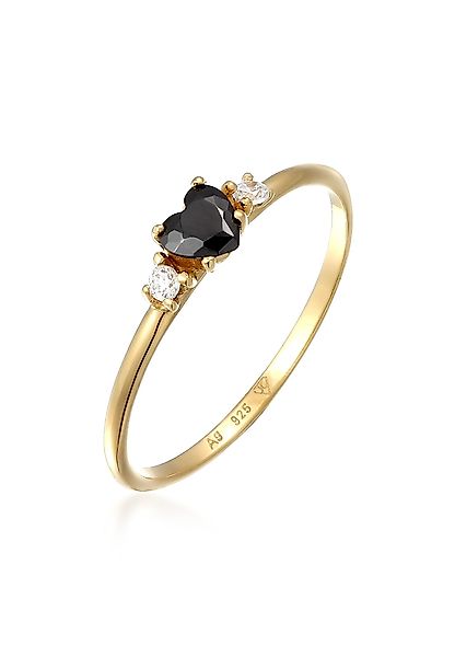 Elli Fingerring Herz Zirkonia Schwarz Liebe günstig online kaufen