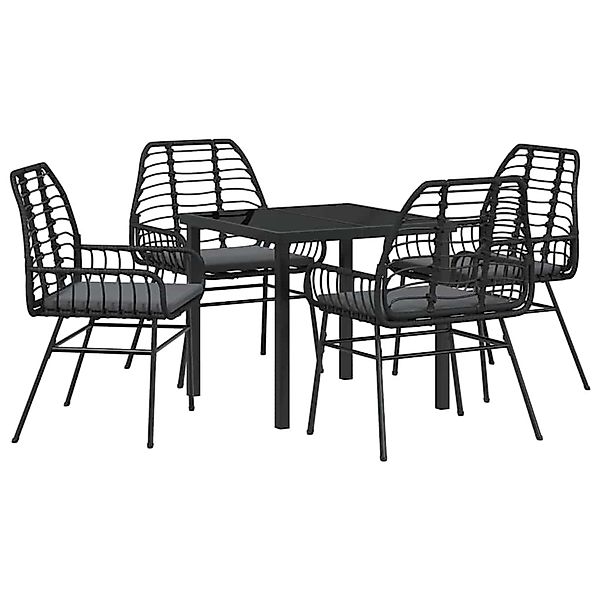 vidaXL Garten Essgruppe 5-Tlg Schwarz Poly Rattan 3380856 günstig online kaufen