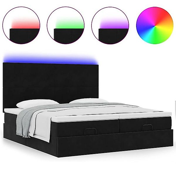vidaXL Bett Ottoman-Bett mit Matratzen & LEDs Schwarz 200x200 cm Samt günstig online kaufen