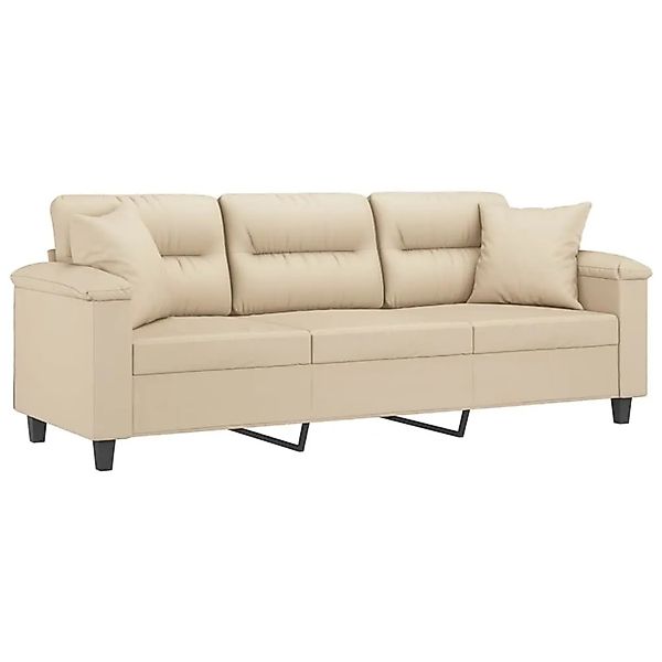 vidaXL 3-Sitzer-Sofa mit Kissen Creme 180 cm Mikrofasergewebe 3200981 günstig online kaufen
