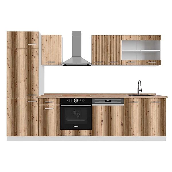 Vicco R-Line Küchenzeile Artisan Eiche/Weiß 300 cm AP Eiche ohne E-Geräte günstig online kaufen
