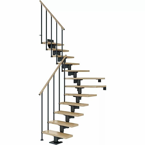 Dolle Mittelholmtreppe Cork Eiche Anthrazit GH b. 270cm 1/4 Gewendelt 75 cm günstig online kaufen