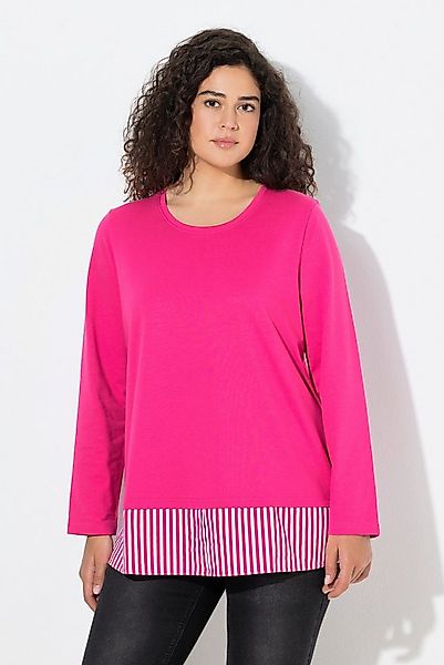 Ulla Popken Sweatshirt Sweater Blusensaum Rundhals Langarm günstig online kaufen