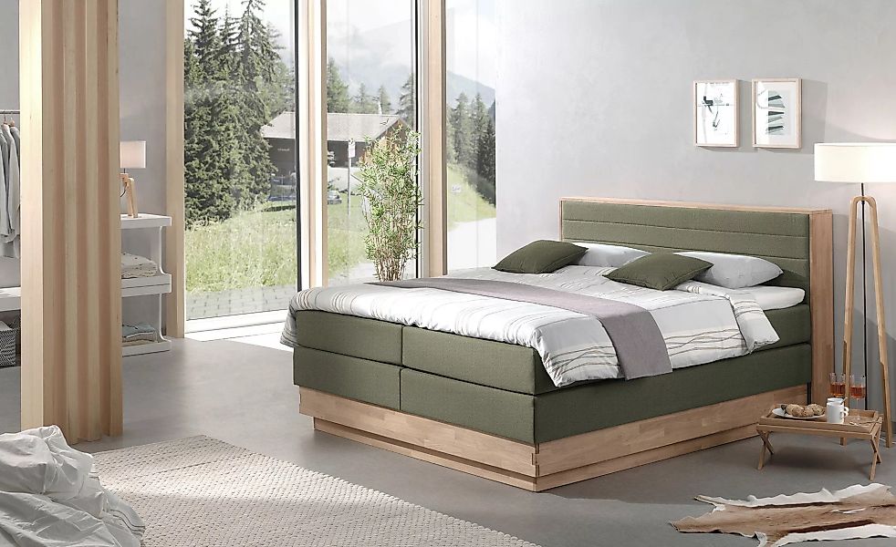 uno Massivholz-Boxspringbett mit Bettkasten - grün - 204 cm - 113 cm - Bett günstig online kaufen
