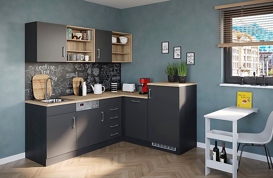 KOCHSTATION Küche »KS-Mali« Stellbreite 210/170 cm, mit E-Geräten günstig online kaufen