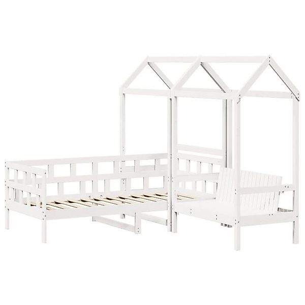 vidaXL Bett Tagesbett Set mit Dach Weiß 80x200 cm Massivholz Kiefer günstig online kaufen
