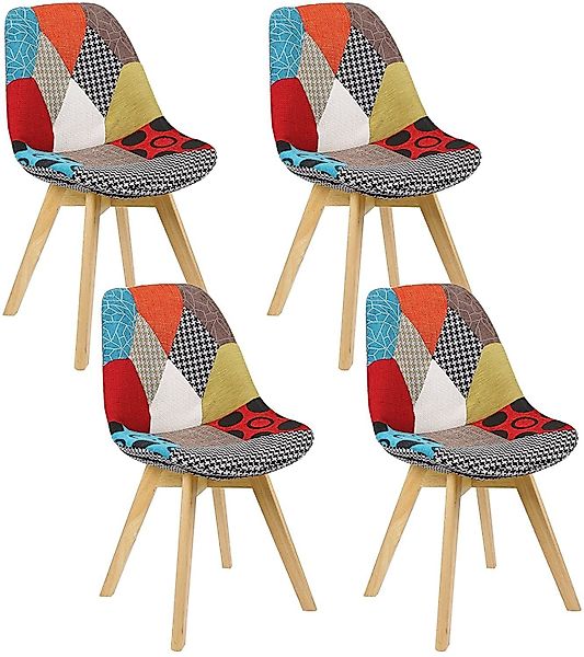 Woltu 4-Fußstuhl (4 St), Patchwork Stühle, günstig online kaufen