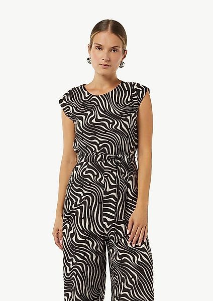 comma Jumpsuit Overall Gemusterter Overall mit Bindegürtel und Faltendetail günstig online kaufen