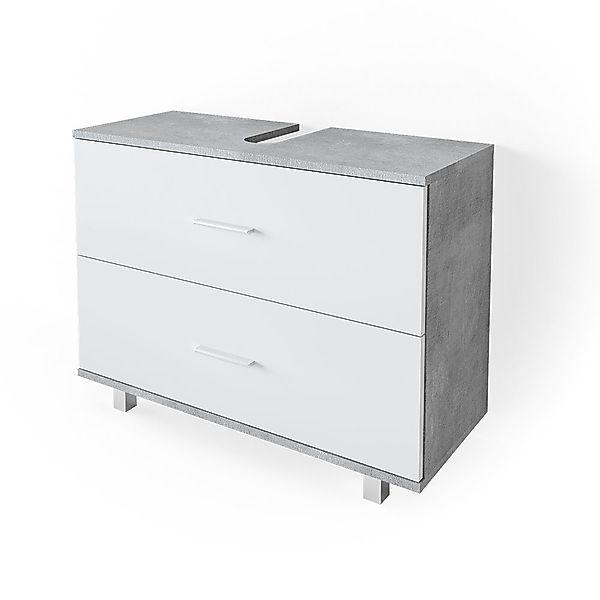Vicco Waschbeckenunterschrank Ilias, Beton/Weiß, 80 x günstig online kaufen