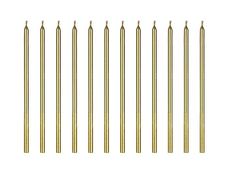 partydeco Geburtstagskerze, Geburtstagskerzen 14cm glatt 12er Set Gold günstig online kaufen