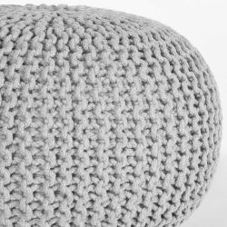 Sitzpouf in Hellgrau Strickstoff günstig online kaufen