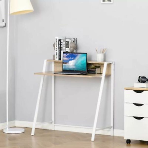 HOMCOM Schreibtisch in Walnuss-Optik braun/weiß günstig online kaufen