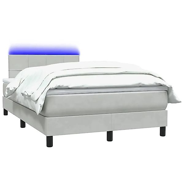 vidaXL Boxspringbett mit Matratze & LED Hellgrau 120x220 cm Samt 3316923 günstig online kaufen