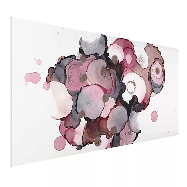 Alu-Dibond Bild Pink-Beige Tropfen mit Roségold günstig online kaufen