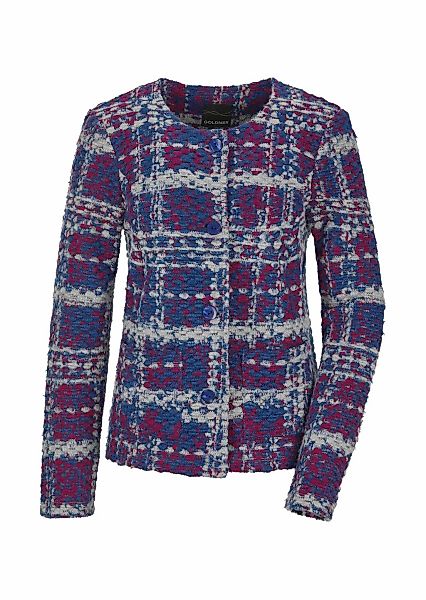 GOLDNER Kurzjacke "Kurzgröße Elegante Jersey-Jacke mit Karomuster" aufgeset günstig online kaufen