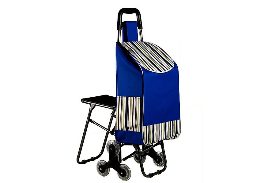 Rutaqian Einkaufstrolley 3-Rad Einkaufswagen mit Klappsitz & Treppensteiger günstig online kaufen
