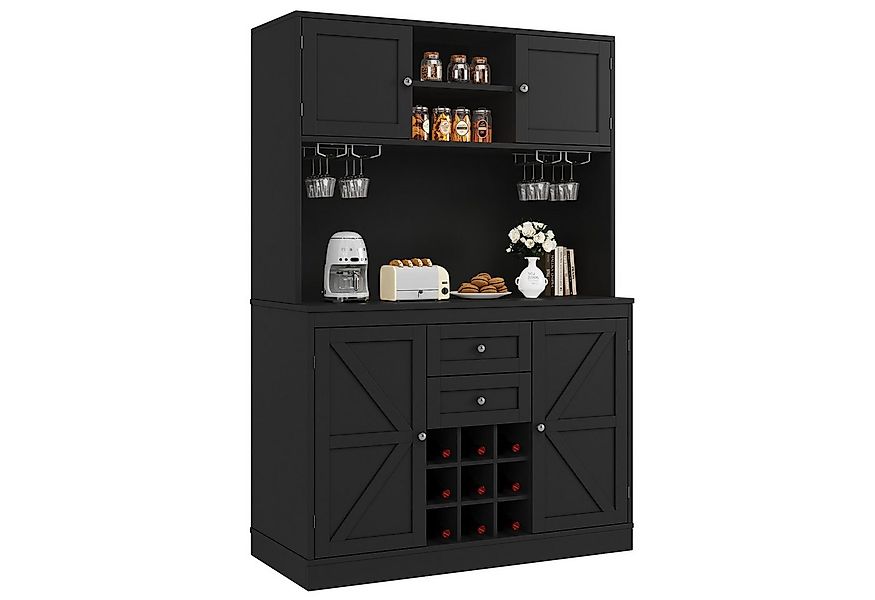 i@home Buffet Küchenschrank,Hochschrank,Küchenbuffet, Weiß/Schwarz (Packung günstig online kaufen