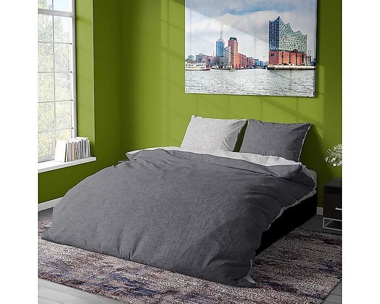 TRAUMSCHLAF Bettwäsche Melangebiber, Biber, 3 teilig, moderner Wende-Look f günstig online kaufen