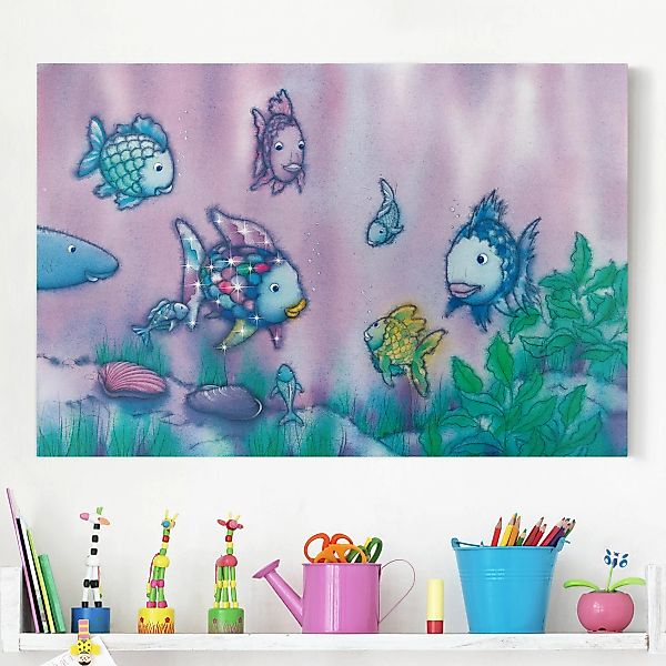 Leinwandbild Kinderzimmer - Querformat Der Regenbogenfisch - Unterwasserpar günstig online kaufen