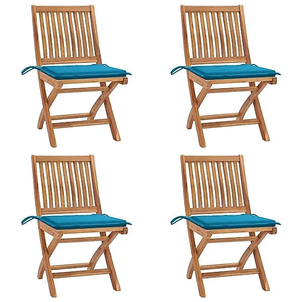 vidaXL Klappbare Gartenstühle mit Kissen 4 Stk Massivholz Teak 3072811 günstig online kaufen