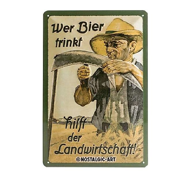 Nostalgic-Art Blechschild 20 x 30cm - Open Bar - Wer Bier trinkt hilft der günstig online kaufen