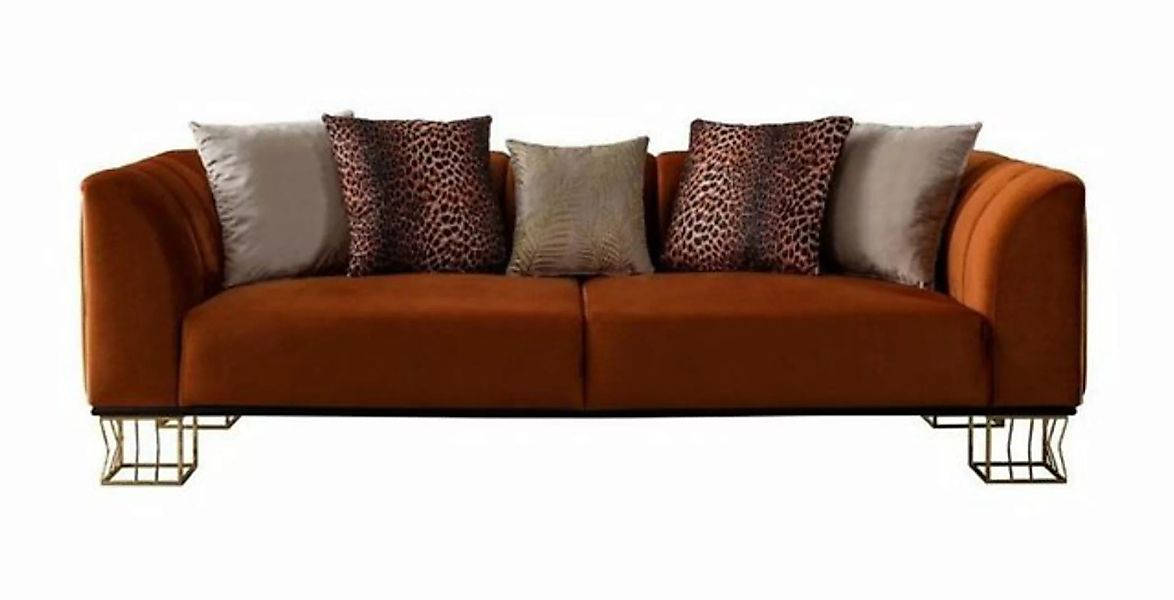 JVmoebel 3-Sitzer Wohnzimmer Sitzmöbel Oranger 3-Sitzer Luxuriöse Metallfüß günstig online kaufen