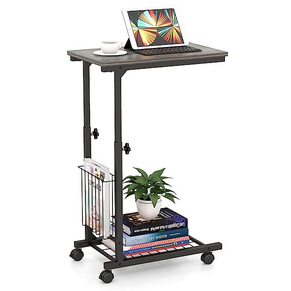 COSTWAY Laptoptisch, höhenverstellbar mit Rollen&Aufbewahrungskorb, fürs günstig online kaufen