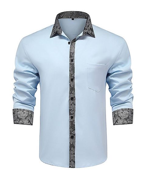 Allthemen Langarmhemd mit Stickmuster Kontrast Langarmhemd Regular Fit günstig online kaufen