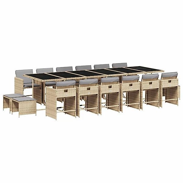 vidaXL 17-Tlg Garten-Essgruppe mit Kissen Beigemischung Poly Rattan 3211188 günstig online kaufen