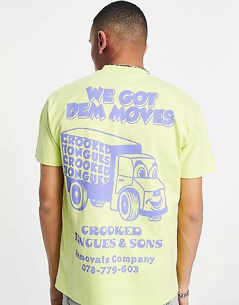 Crooked Tongues – T-Shirt mit „Got Dem Moves“-Print in Grün günstig online kaufen