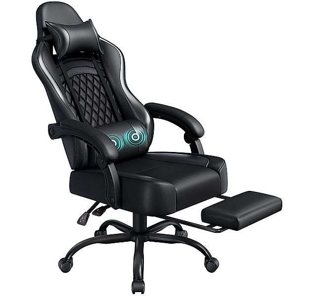 Yaheetech Gaming-Stuhl mit Massagefunktion & Kopfstütze & Fußstütze Ergonom günstig online kaufen