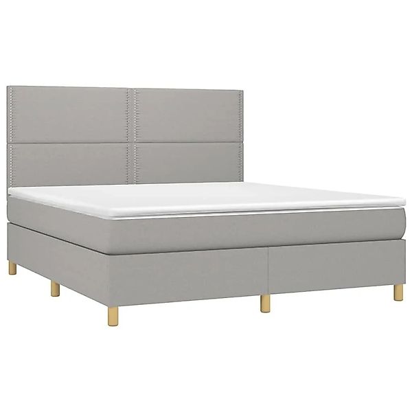 vidaXL Boxspringbett mit Matratze & LED Hellgrau 180x200 cm Stoff 3135373 günstig online kaufen
