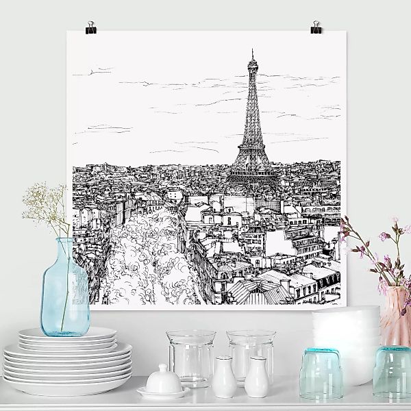 Poster Architektur & Skyline - Quadrat Stadtstudie - Paris günstig online kaufen