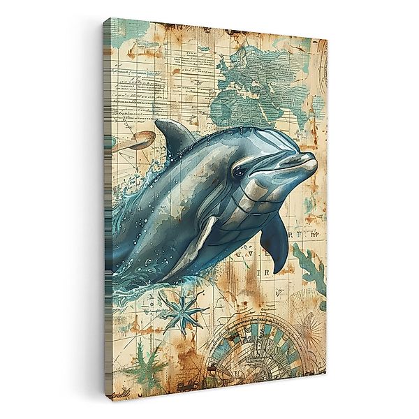 OneMillionCanvasses® Leinwandbild Weinlese - Delphin - günstig online kaufen