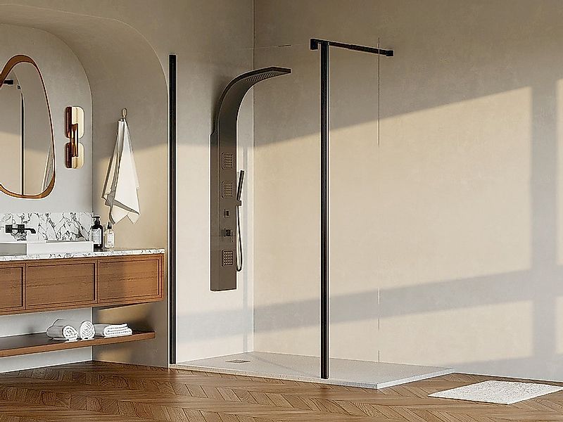 Duschwand für begehbare Dusche – Mattschwarz – 6 mm Glas – 40 x 200 cm – DA günstig online kaufen