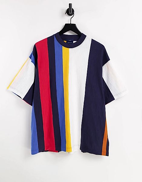 Gant – Oversize T-Shirt mit vertikalen bunten Streifen-Mehrfarbig günstig online kaufen