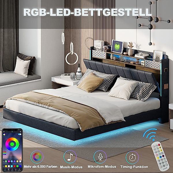 STILVORA Polsterbett 160×200 bett mit Steckdose günstig online kaufen