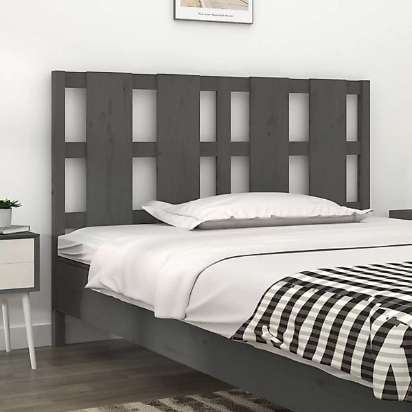Vidaxl Bett-kopfteil Grau 125,5x4x100 Cm Massivholz Kiefer günstig online kaufen