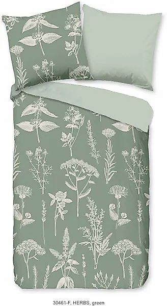 good morning Wendebettwäsche »Herbs«, Biber, 155x220, Warm, Weich, Wendeopt günstig online kaufen