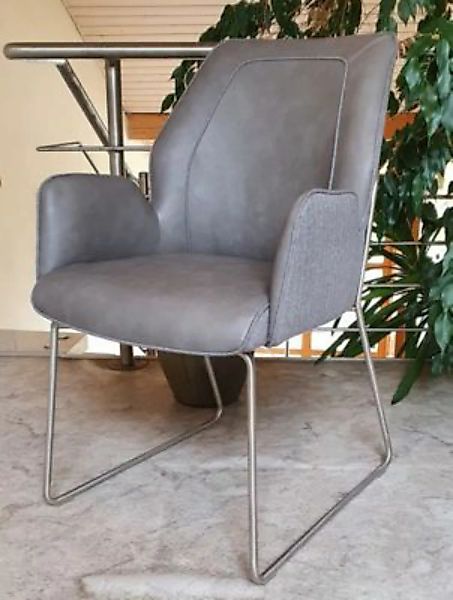 vaja Armlehnstuhl Sessel 2er-Set in Kunstleder grau Stühle günstig online kaufen