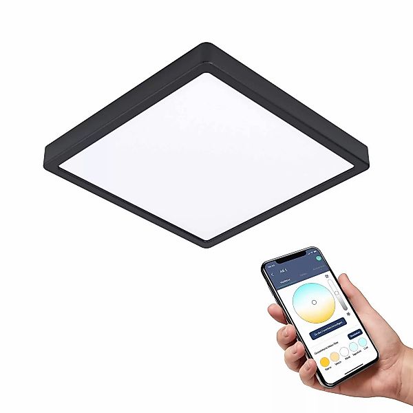 EGLO connect Fueva-Z Deckenlampe 28x28cm schwarz günstig online kaufen