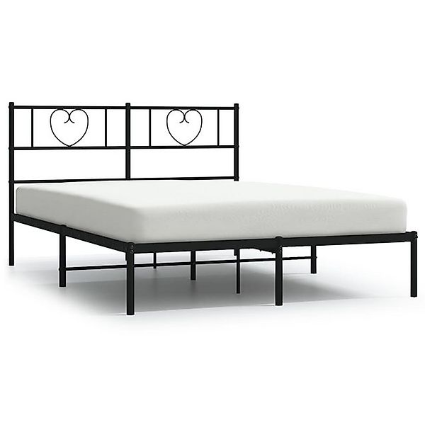 vidaXL Bettgestell, Bettrahmen mit Kopfteil Metall Schwarz 120x190 cm günstig online kaufen